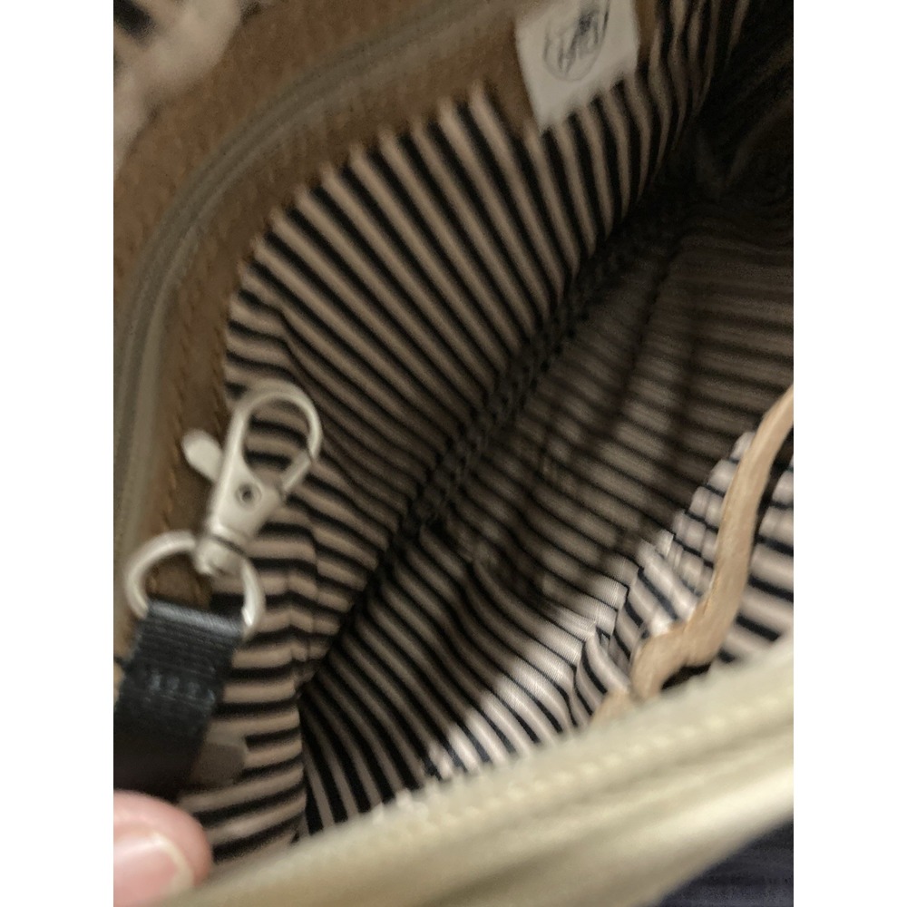 Travelon Heritage Crossbody/Shoulder Bag Tan Canvas Anti Theft Leather Accents - Picture 6 of 10